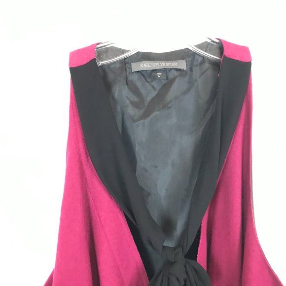 Large Kate Sylvester Wool Front Tie Wrap Dress - Picture 2 of 5